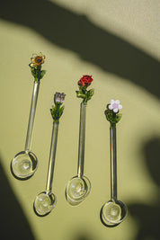 Flores Glass Spoons – Set of 4